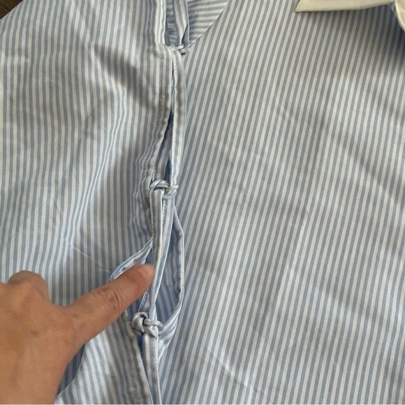 Covering Story Blue White Long Sleeve Button Up Dress Fit Best Women Medium - Picture 4 of 10